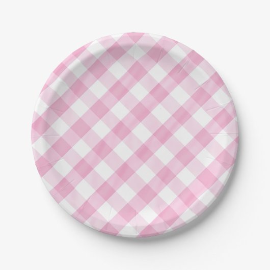 Pink Gingham Pappteller (Vorderseite)