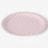 Pink Gingham Pappteller (Schrägansicht)