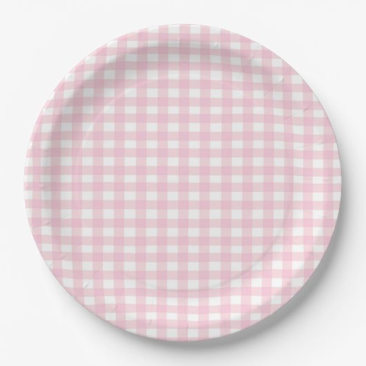 Pink Gingham Pappteller (Vorderseite)