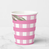 Pink Gingham Party Tableware Wasserfarbe Blume Pappbecher (Links)