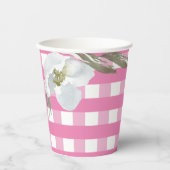 Pink Gingham Party Tableware Wasserfarbe Blume Pappbecher (Vorderseite)