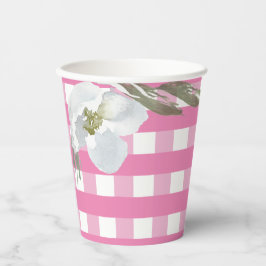 Pink Gingham Party Tableware Wasserfarbe Blume Pappbecher