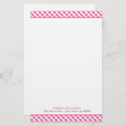 Pink Gingham Pattern Briefpapier (Vorne/Hinten)