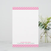Pink Gingham Pattern Briefpapier (Stehend Vorderseite)
