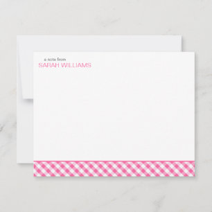 Pink Gingham Pattern Flat Vielen Dank Anmerkungen Mitteilungskarte