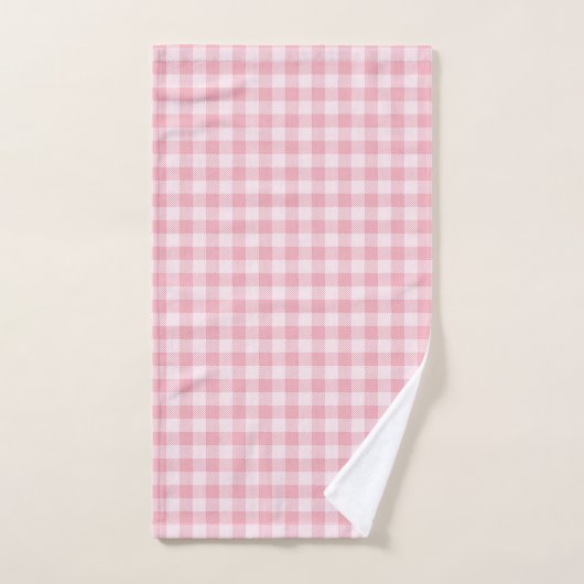 Pink Gingham Pattern Girly Check Plaid Checkered Badhandtuch Set (Handtuch)