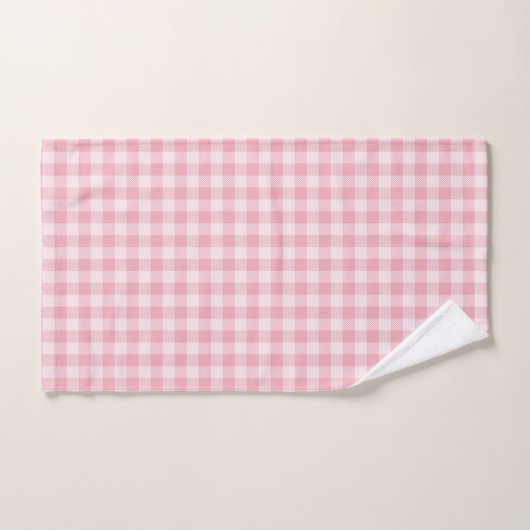 Pink Gingham Pattern Girly Check Plaid Checkered Badhandtuch Set (Handtuch)