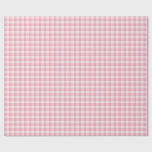 Pink Gingham Pattern Girly Check Plaid Checkered Geschenkpapier (Flach)