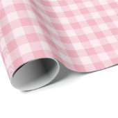 Pink Gingham Pattern Girly Check Plaid Checkered Geschenkpapier (Rolleneckpunkt)