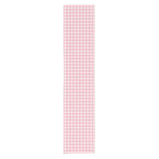 Pink Gingham Pattern Girly Check Plaid Checkered Kurzer Tischläufer (Vorderseite)