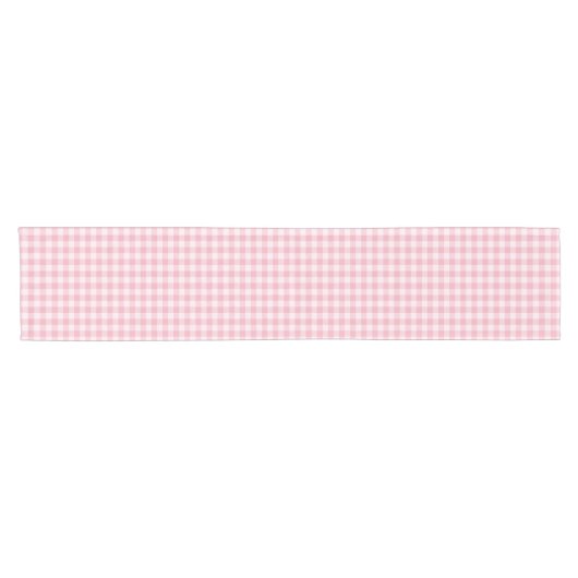 Pink Gingham Pattern Girly Check Plaid Checkered Kurzer Tischläufer (Horizontal)