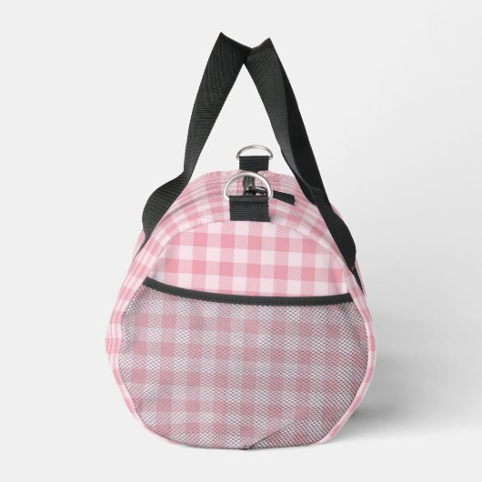 Pink Gingham Pattern Girly Checker Plaid Monogram Duffle Bag (Rechts)
