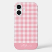 Pink Gingham Pattern Girly Checkered Plaid Name Case-Mate iPhone Hülle (Rückseite)