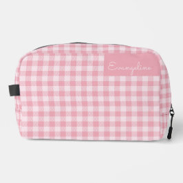 Pink Gingham Pattern Girly Checkered Plaid Name Waschbeutel