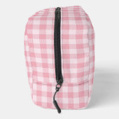 Pink Gingham Pattern Girly Checkered Plaid Name Waschbeutel (Rechts)