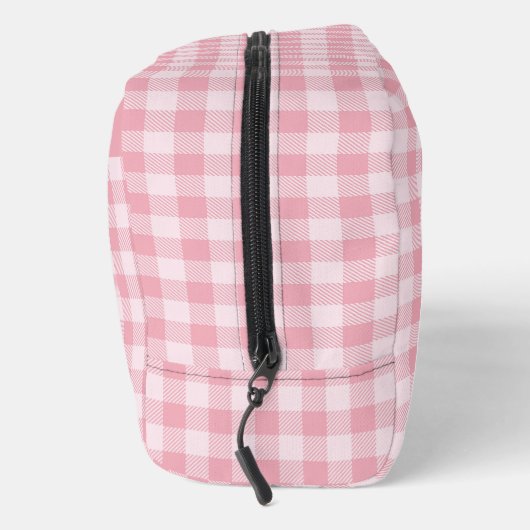 Pink Gingham Pattern Girly Checkered Plaid Name Waschbeutel (Rechts)
