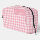 Pink Gingham Pattern Girly Checkered Plaid Name Waschbeutel (Rechte Ecke)