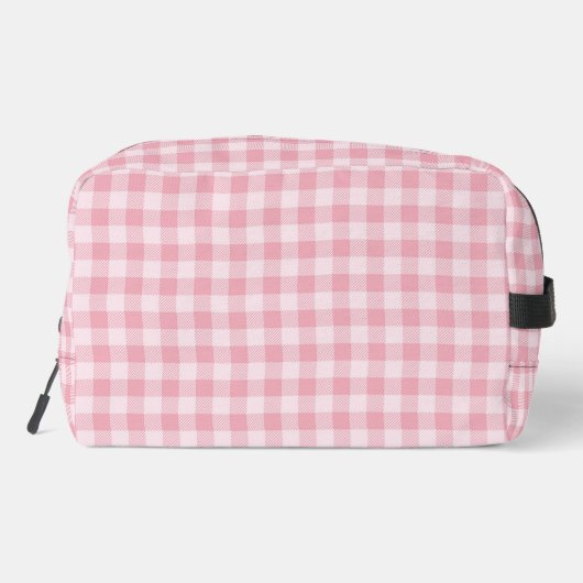 Pink Gingham Pattern Girly Checkered Plaid Name Waschbeutel (Rückseite)