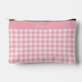 Pink Gingham Pattern Girly Checkered Plaid Name Zubehörtasche (Vorderseite)