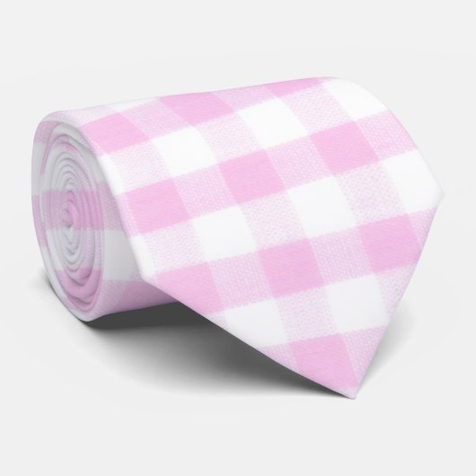Pink Gingham Pattern Krawatte (Gerollt)