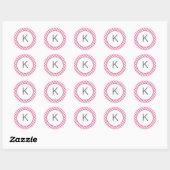 Pink Gingham Pattern Monogram Stickers (Blatt)