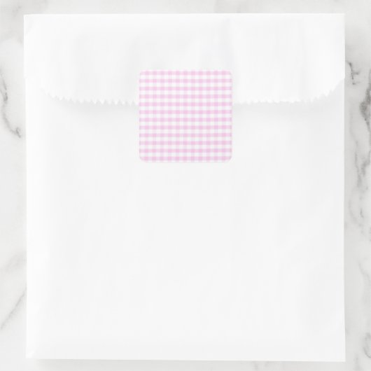 Pink Gingham Pattern Quadratischer Aufkleber (Tasche)
