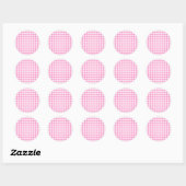 Pink Gingham Pattern Runder Aufkleber (Blatt)