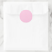 Pink Gingham Pattern Runder Aufkleber (Tasche)