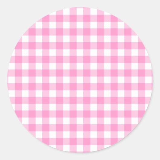 Pink Gingham Pattern Runder Aufkleber (Vorderseite)