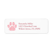 Pink Gingham Paw Print Return Address Label (Vorne)