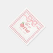 Pink Gingham Peach Erster Geburtstag Serviette (Ecke)