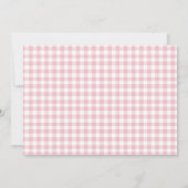 Pink Gingham Peach First Birthday Foto Dankeskarte (Rückseite)