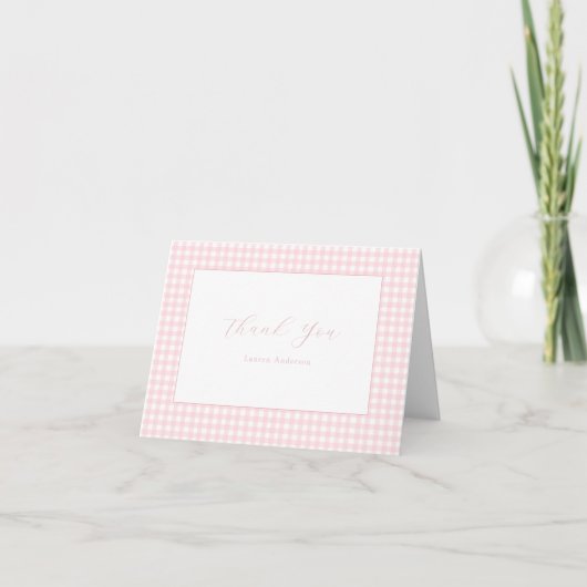 Pink Gingham Personalisiert geklappt Vielen Dank (Vorderseite)
