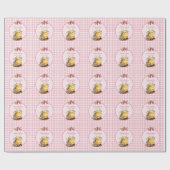 Pink Gingham Personalisiert Girls Geburtstag Geschenkpapier (Flach)