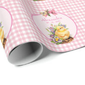 Pink Gingham Personalisiert Girls Geburtstag Geschenkpapier (Rolleneckpunkt)