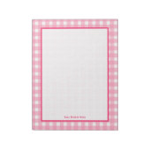 Pink Gingham Personalisiert Notepad Notizblock (Rotiert)