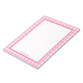 Pink Gingham Personalisiert Notepad Notizblock (angewinkelt)