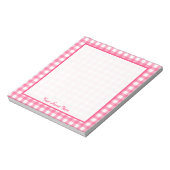Pink Gingham Personalisiert Notepad Notizblock (Rotiert)