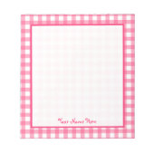 Pink Gingham Personalisiert Notepad Notizblock (Vorderseite)