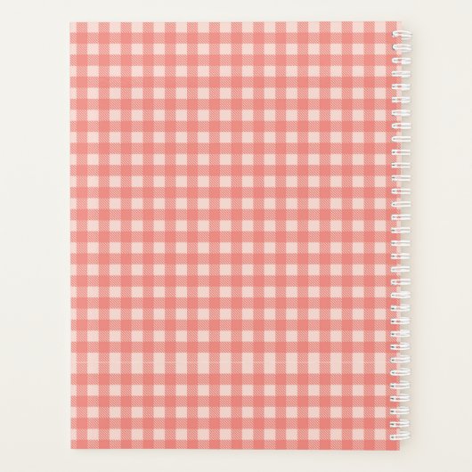 Pink Gingham Personalisiert Planner Planer (Rückseite)