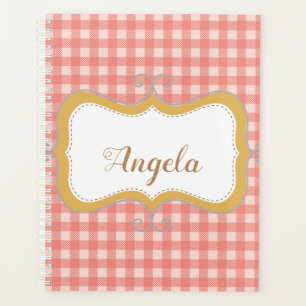 Pink Gingham Personalisiert Planner Planer