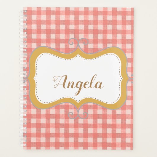 Pink Gingham Personalisiert Planner Planer (Vorderseite)