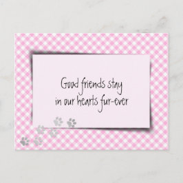 Pink Gingham Pet Loss aus der Tiermedizin Postkarte