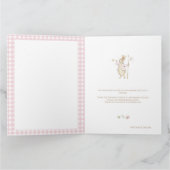 Pink Gingham Peter die Rabbit Monogram Baby Dusche Dankeskarte (Innenseite)