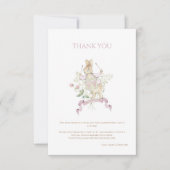 Pink Gingham Peter die Rabbit Monogram Baby Dusche Dankeskarte (Vorderseite)