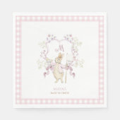 Pink Gingham Peter die Rabbit Monogram Baby Dusche Serviette (Vorderseite)