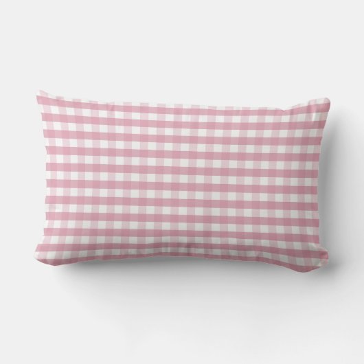 Pink Gingham Pillow mit Name in Script Schriftart Lendenkissen (Rückseite)