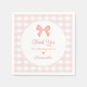 Pink Gingham Pink Bow Birthday Serviette (Vorderseite)