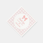 Pink Gingham Pink Bow Birthday Serviette (Ecke)