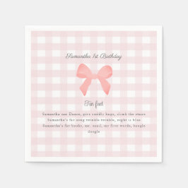 Pink Gingham Pink Bow Geburtstagslustig Tatsache Serviette